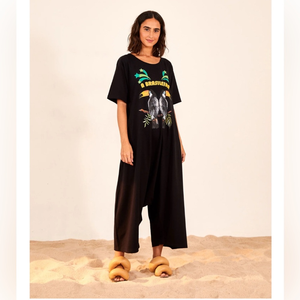 Farm Rio oversized Brasileira jumpsuit romper